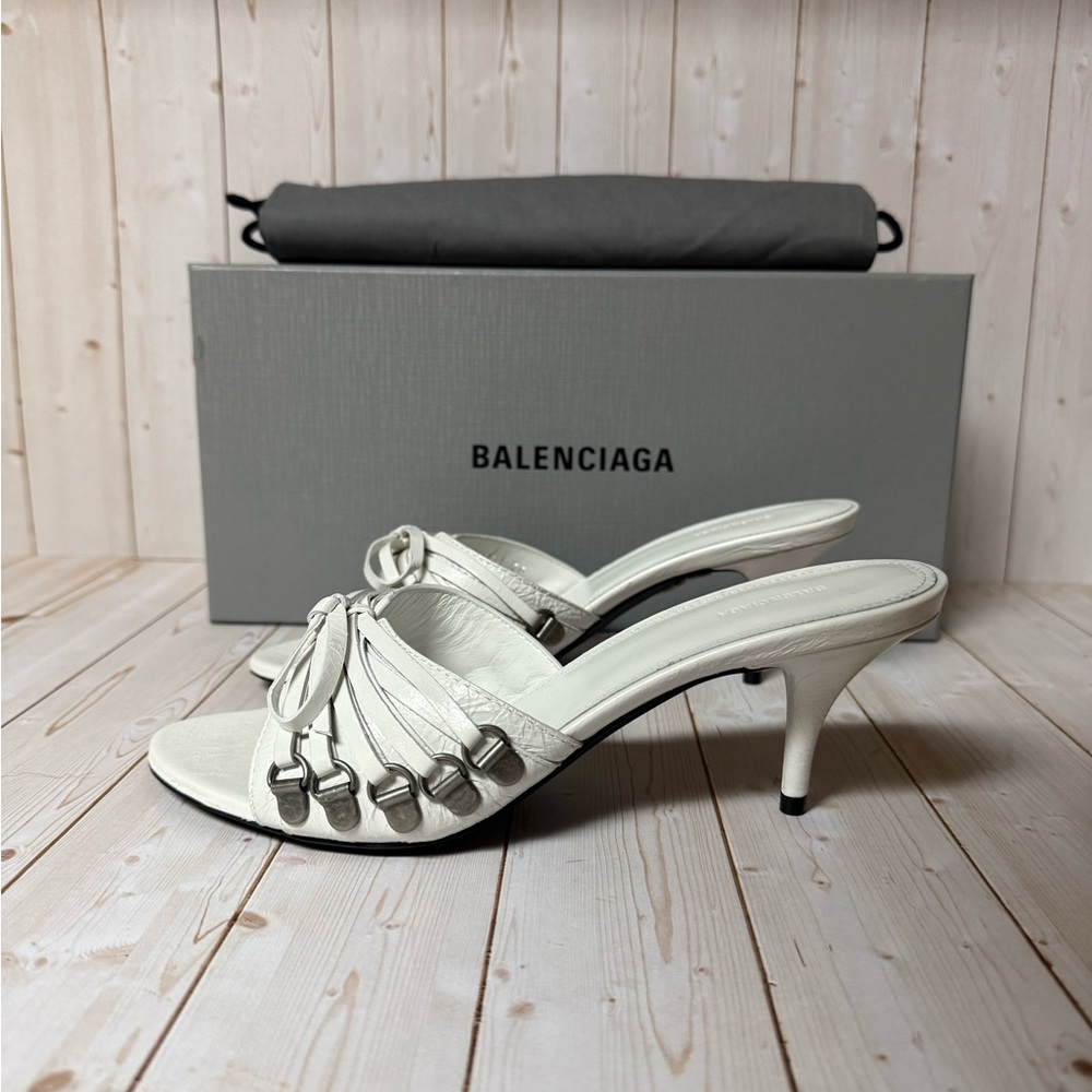 Balenciaga Cagole Leather Slide Sandal Optic White Sz 36 / 6 - Picture 4 of 16